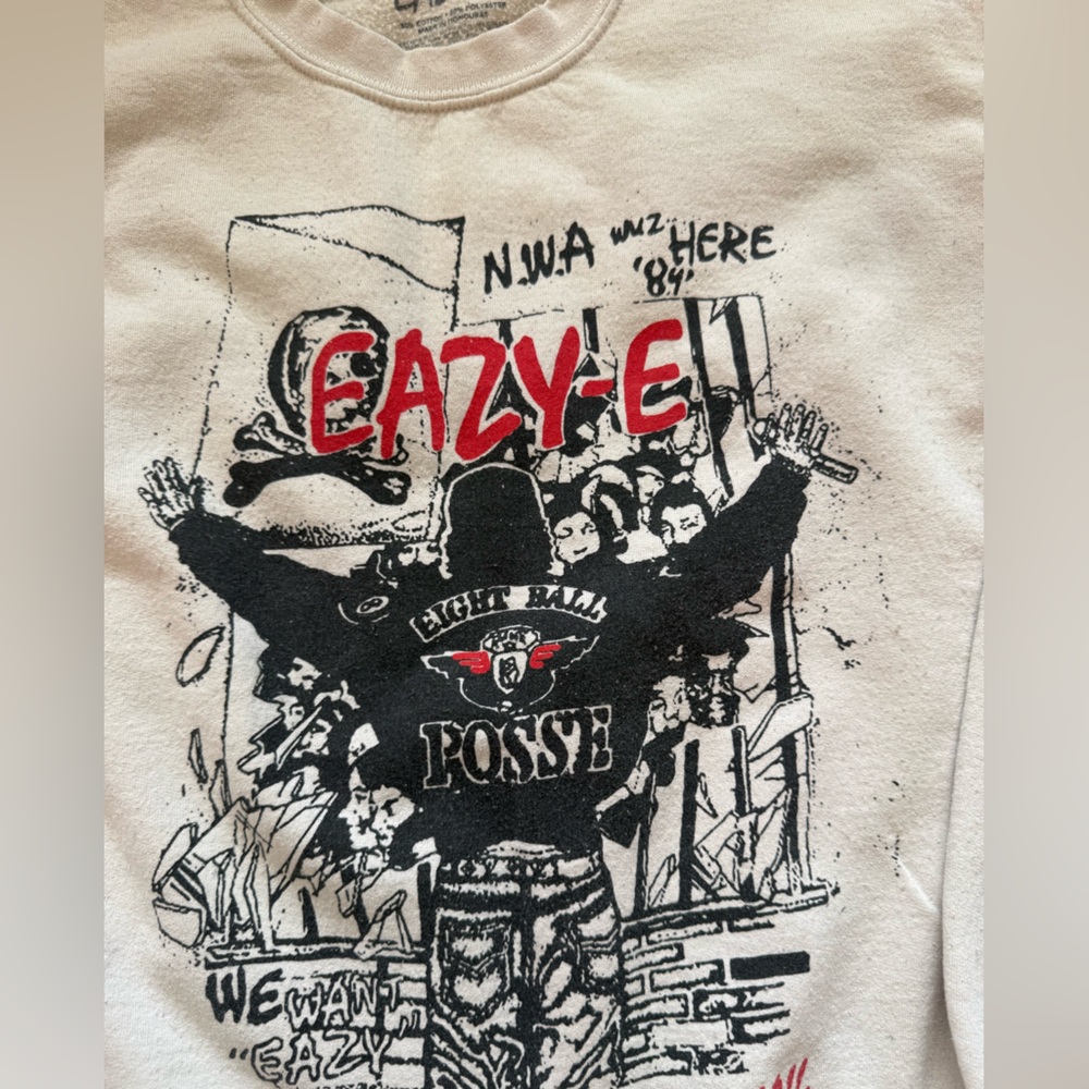 Vintage style easy - e nwa sweatshirt light gray/off white small - Picture 3 of 6